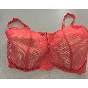 Adore Me Red Lace Overlay Padded Push Up Bra 42G